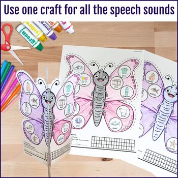 3D Spring Articulation Butterfly Craft For Speech Therapy K, G, S, R, L, TH, etc - Image 3