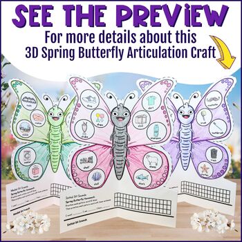 3D Spring Articulation Butterfly Craft For Speech Therapy K, G, S, R, L, TH, etc - Image 4