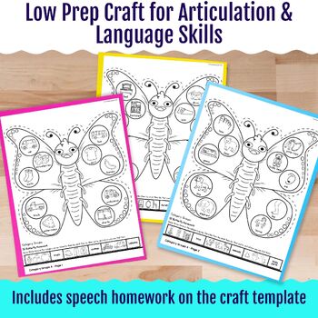 Spring Crafts Speech Therapy 3D Butterfly Articulation and Language Craft - Image 3