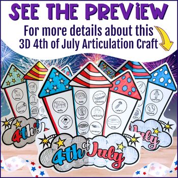 4th of July Speech Therapy 3D Articulation Fireworks Craft for Summer Practice - Image 4