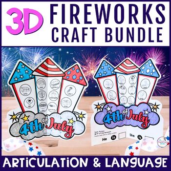 4th of July Speech Therapy 3D Fireworks Crafts Summer Articulation & Language