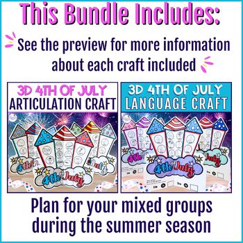 4th of July Speech Therapy 3D Fireworks Crafts Summer Articulation & Language - Image 2