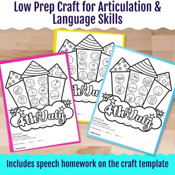 4th of July Speech Therapy 3D Fireworks Crafts Summer Articulation & Language - Image 3