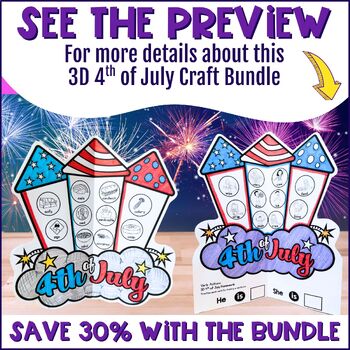 4th of July Speech Therapy 3D Fireworks Crafts Summer Articulation & Language - Image 4