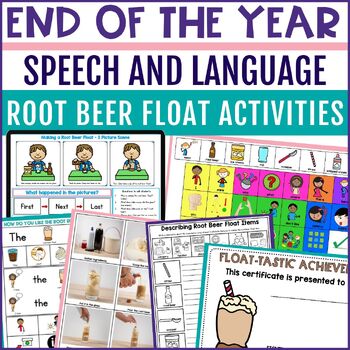 End of the Year Speech Therapy Activities Root Beer Floats W/ Awards for Summer