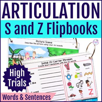 S and Z Articulation Activities Flipbooks for Speech Therapy W/ Word & Sentences