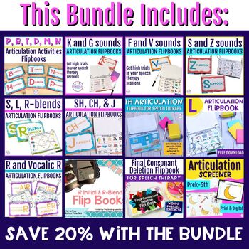 Articulation Activities Speech Therapy Flipbooks - K, G, F, V, S, R, TH, L, etc. - Image 4