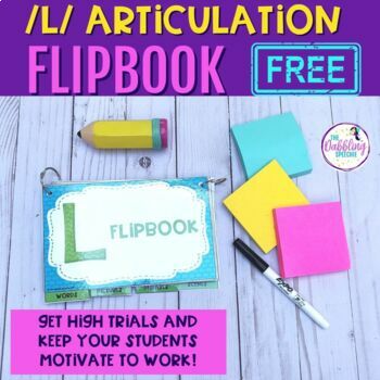 Free L Sound Articulation Activities Flipbook for Speech Therapy w/ word lists