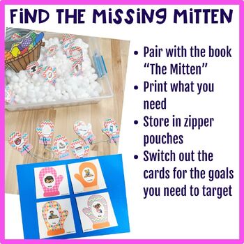 Winter Sensory Bin Mittens W/ Articulation, Vocabulary & Emotions Activities - Image 3