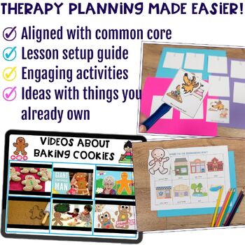 Have an engaging gingerbread man push-in speech therapy lesson plan.