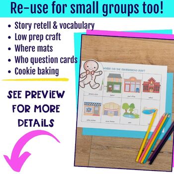 Have an engaging gingerbread man push-in speech therapy lesson plan.