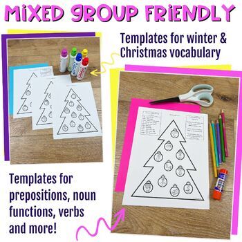 Christmas Crafts Speech Therapy Winter Language Activities 3D Christmas Tree - Image 3