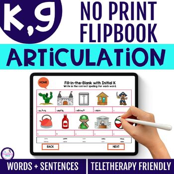 K and G No Prep Articulation Activities Flipbooks for Words, Phrases & Sentences