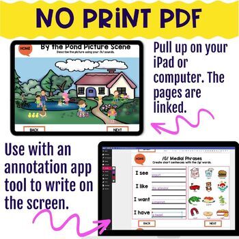 K and G No Prep Articulation Activities Flipbooks for Words, Phrases & Sentences - Image 2