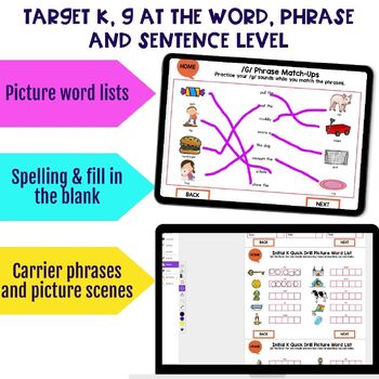 K and G No Prep Articulation Activities Flipbooks for Words, Phrases & Sentences - Image 3