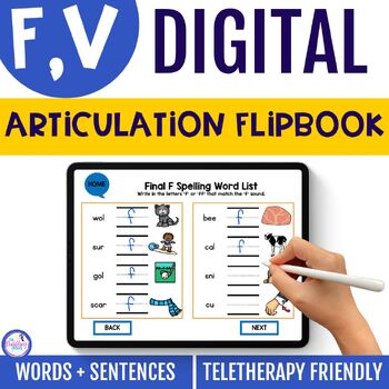 F Articulation & V Articulation Activities Flipbooks for Speech Therapy Digital