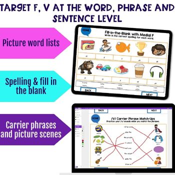 F Articulation & V Articulation Activities Flipbooks for Speech Therapy Digital - Image 3