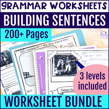Easy to adapt build a sentence grammar worksheets for language therapy