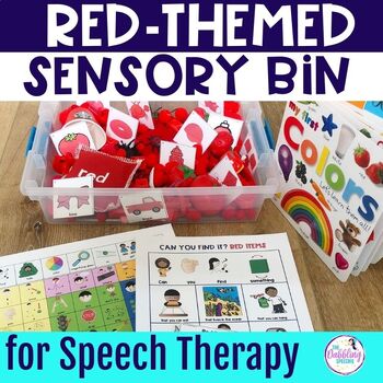 Learning Colors Red Sensory Bin for Preschool W/ Articulation & Language Skills