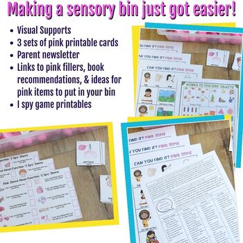 Learn Color Pink Sensory Bin Preschool Speech Therapy Valentine's Day Activity - Image 2