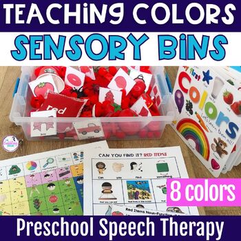 Color Identification & Sorting Activities Speech Therapy Preschool Sensory Bin