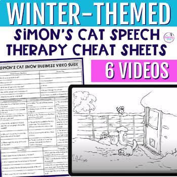 Winter Speech Therapy Simon's Cat Cheat Sheets Activity Lesson Plans