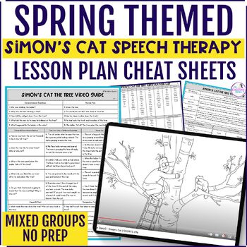 Spring speech therapy Simon's Cat cheat sheets for articulation and language