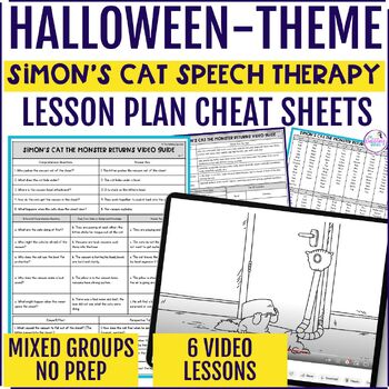 Halloween speech therapy Simon's Cat lesson plan for articulation and language