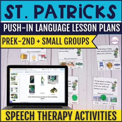 St. Patrick's Day speech therapy activities for push-in lesson planning. Use with preschool and kindergarten.