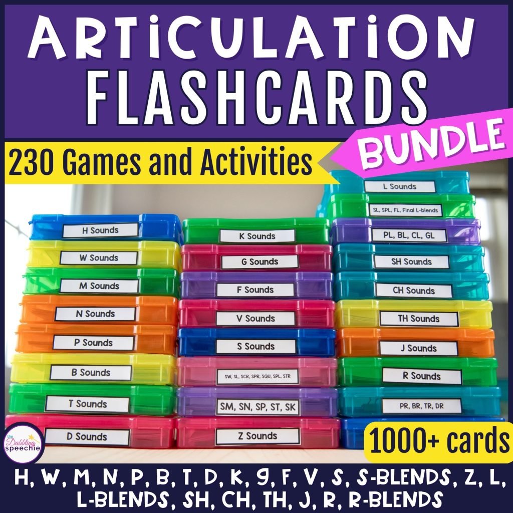 articulation flashcards with games and activities for high trial drill practice.