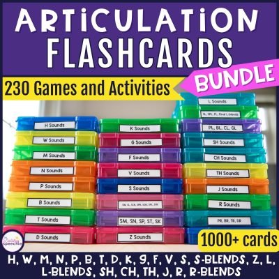 articulation flashcards with games and activities for high trial drill practice.