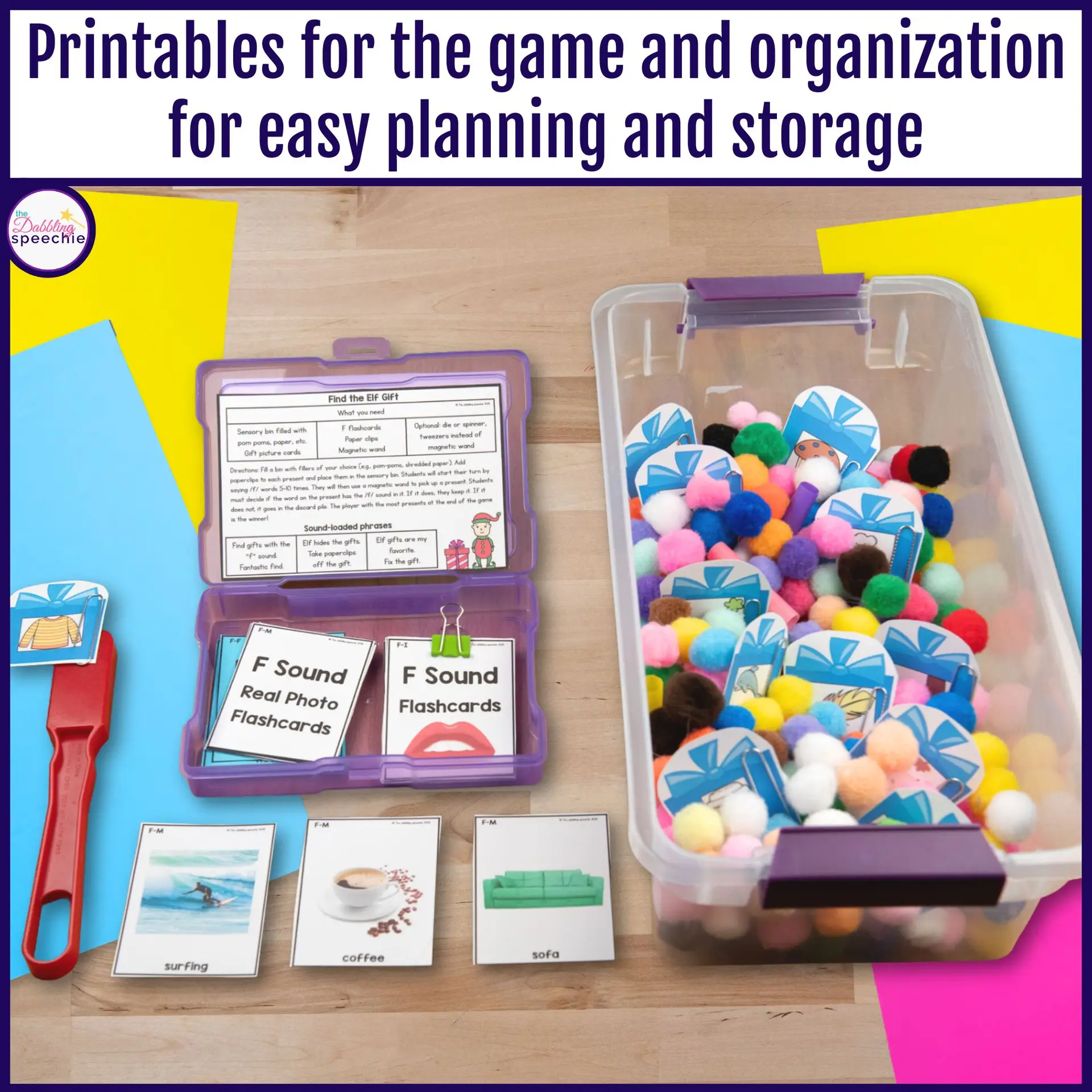 F articulation flashcards with games and activities for high trial drill practice.