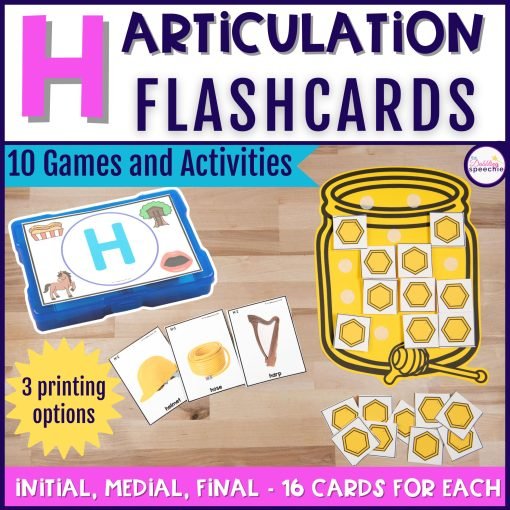 H Articulation Flashcards and Games Initial & Medial H Sound Speech ...