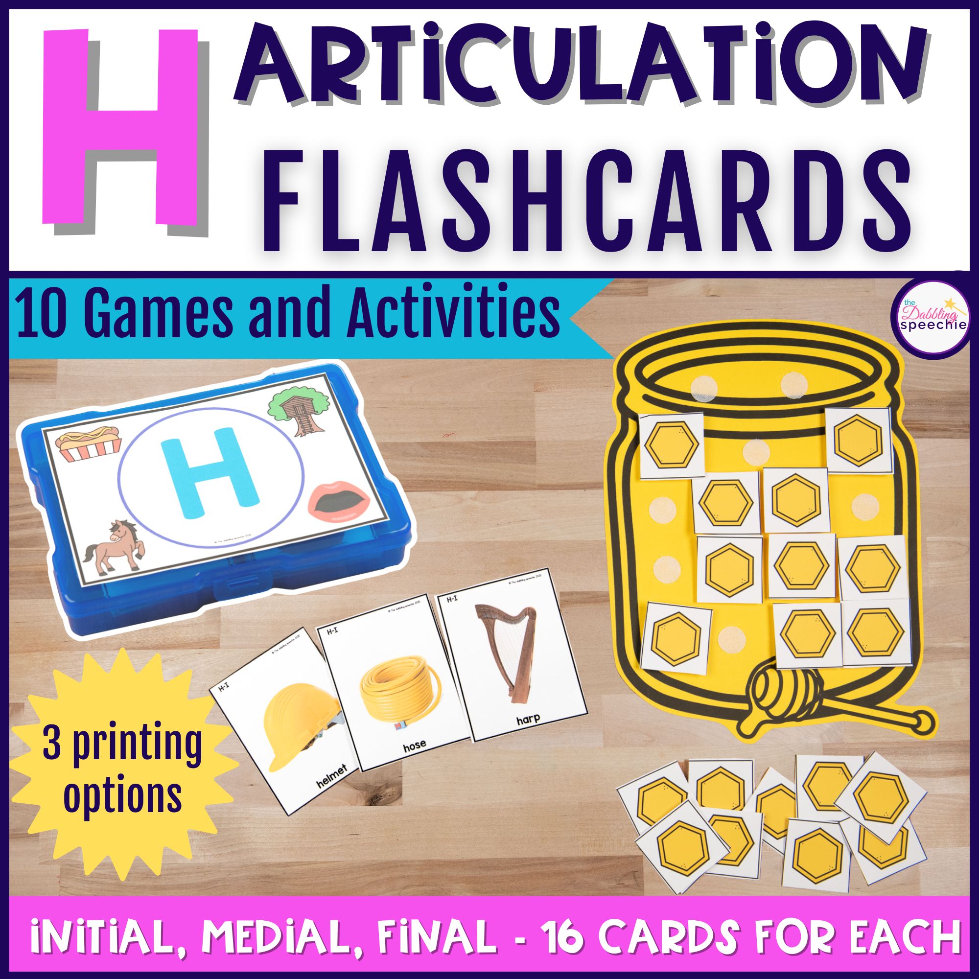 H articulation flashcards and games.