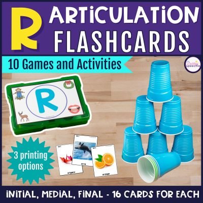 R articulation flashcards with games and activities for high trial drill practice.