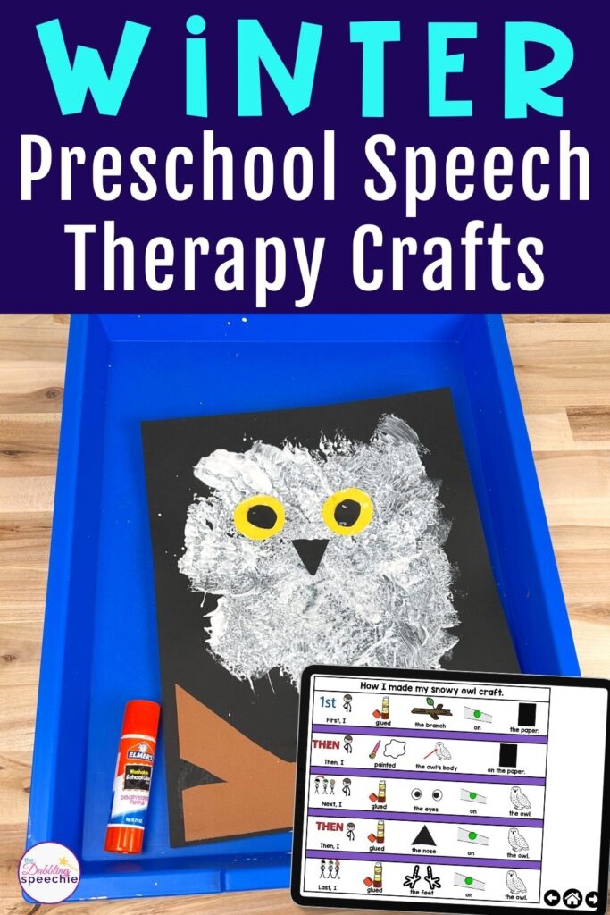 Get ideas for low-prep winter preschool crafts for push-in speech therapy.