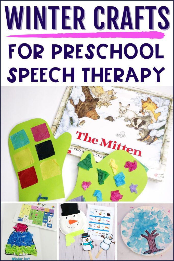 Fun and simple preschool winter crafts for speech therapy