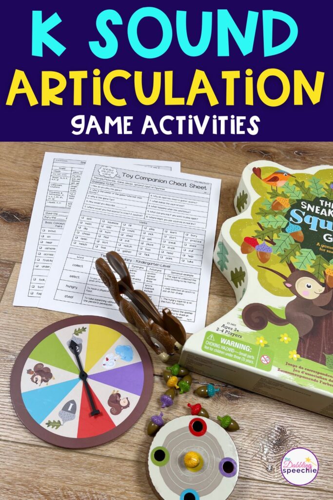 Speech therapy for K sound games and play-based ideas for drill.

