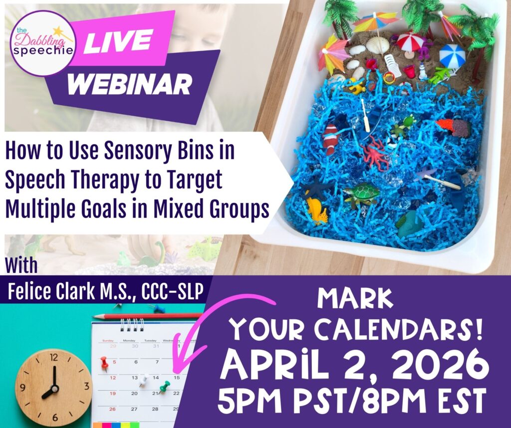 Join the speech therapy sensory bin professional development webinar