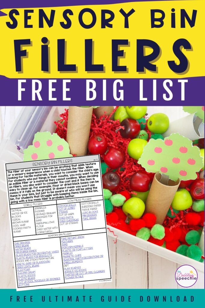 A big list of sensory bin fillers that you can use in your sensory bins.