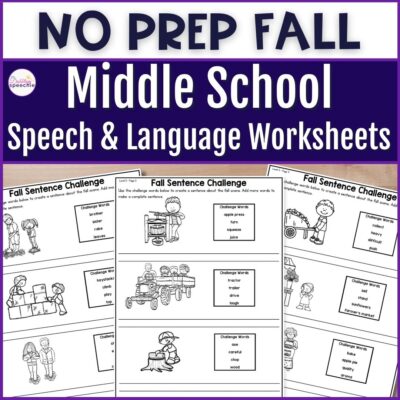 Get these no prep fall speech and language activities for older students