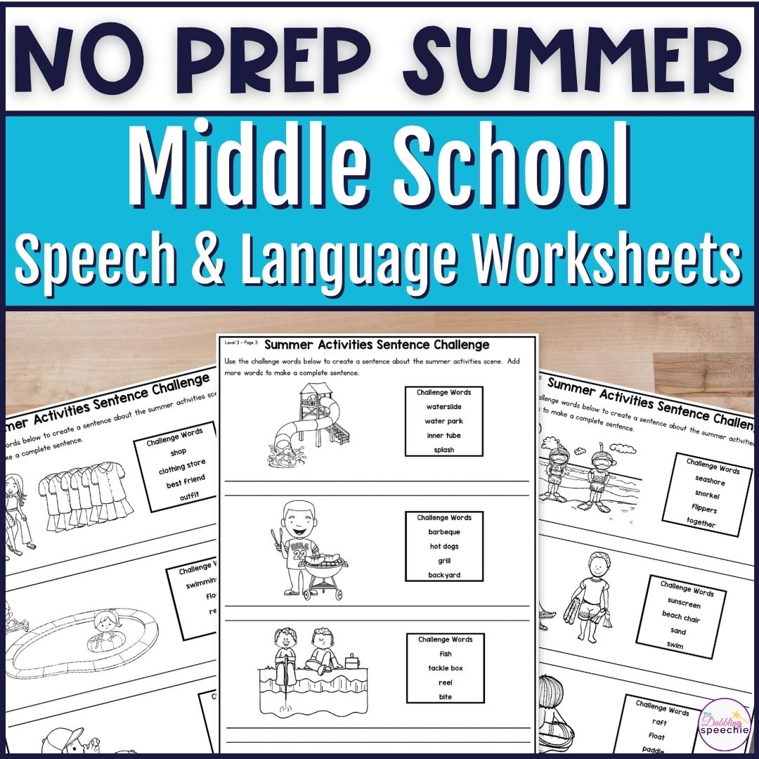 Get these no prep summer speech and langauge worksheets for older students.