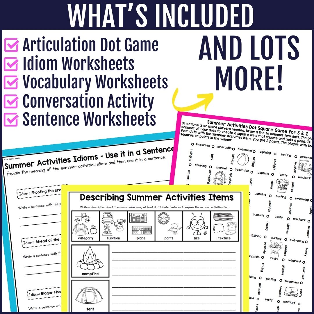 Summer Speech Therapy Activities for Middle School No Prep Articulation Language - Image 2