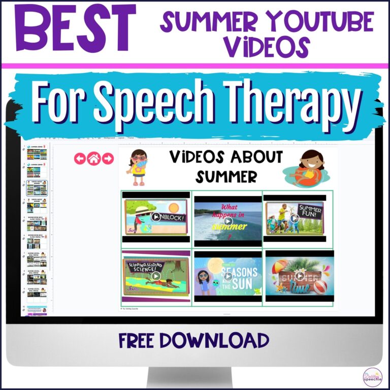 Get summer videos for speech therapy with a free Google Slides.